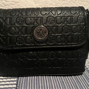 Christian Lacroix Black Embossed Crossbody Bag